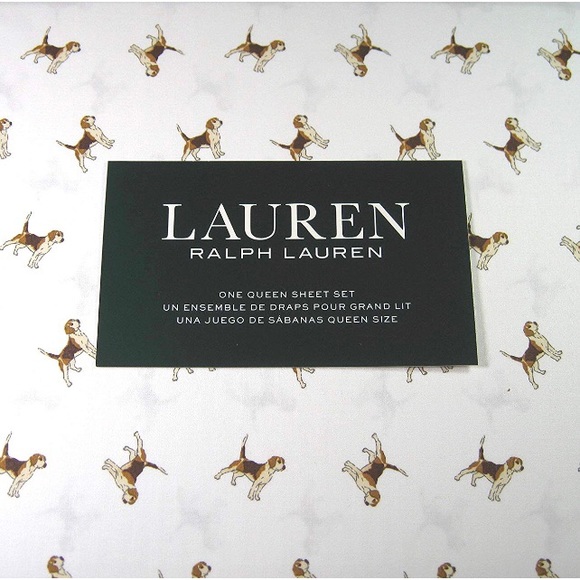 Ralph Lauren Beagle Puppy Dog Queen Sheet Set - Picture 7 of 8